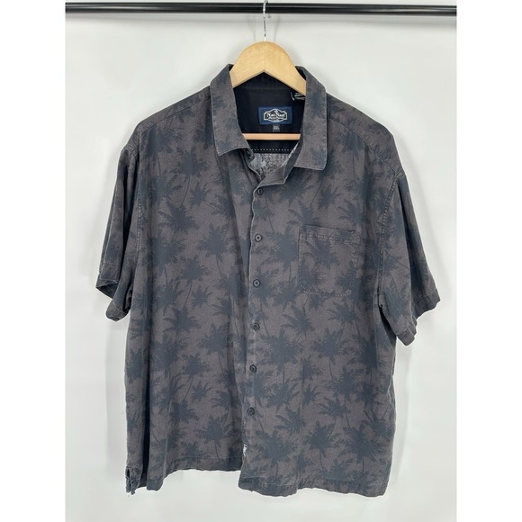 Nat Nast Other - Nat Nast Shirt Mens XXL Gray Black Hawaiian Palm Trees Silk Button Up Camp
